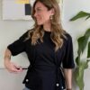 Maglia kimono con fiocchi e perle SusyMix 366 NERA