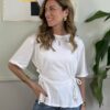 Maglia kimono con fiocchi e perle SusyMix 366 BIANCA