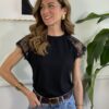 Maglia slim con spalla in pizzo SusyMix 102 NERA