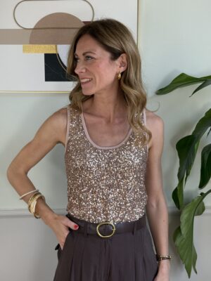 Canotta paillettes Rosa/oro SusyMix 109