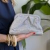 Clutch strass argento