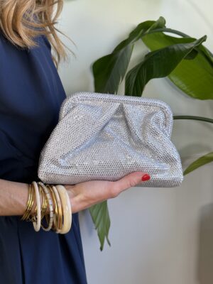 Clutch strass argento