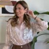 Camicia ricamata con taschina paillettes SusyMix 247RI