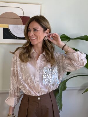 Camicia ricamata con taschina paillettes SusyMix 247RI