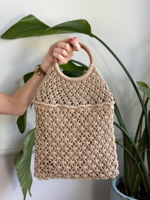 Borsa corda intrecciata Beige