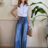 Panta palazzo in chambray con coulisse SusyMix 602