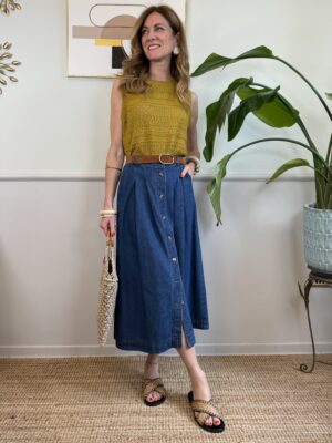 Gonna svasata in jeans con bottoni 031