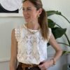 Blusa burro smanicata in pizzo 410