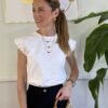 T-shirt spalla ricamata bianca Molly 9EE