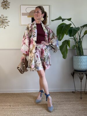 Maxi kimono flowers 100% lino SusyMix 196