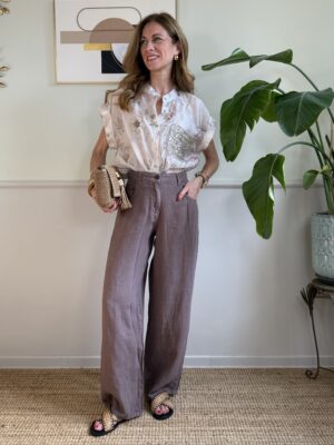 Panta palazzo maxi pocket 100% lino SusyMix INO