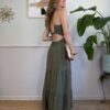Abito schiena nuda verde kaki 516