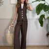 Panta palazzo effetto shantung Moro HaveOne 549