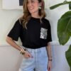 T-shirt girocollo tasca paillettes SusyMix 078 NERA