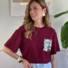 T-shirt girocollo tasca paillettes SusyMix 078 ROSSO INDIA