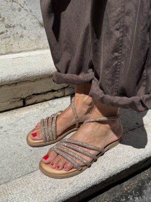 Sandaletto strass rose gold 208