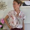 Camicia fiori rosa/lilla con taschina paillettes SusyMix 203