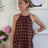 Top scollo americana con tie print MOR