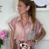 Camicia rosa cipria con taschina paillettes SusyMix 321
