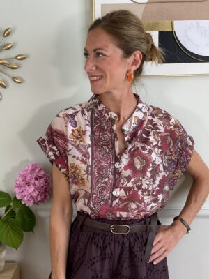 Camicia fiori etnici India/melanzana 4T2 Susymix