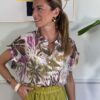 Camicia stampa floreale base burro fiori ciclamino/olio 7n1
