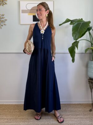 Abito maxi gonna tasche SusyMix 738 BLU