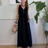 Abito maxi gonna tasche SusyMix 738 NERO