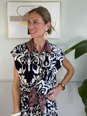 Camicia doppia fantasia Nero/Fico SusyMix 6G9