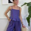 Shorts lungo con coulisse in lino SusyMix 409 VIOLA QWE