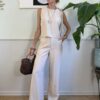 Set Ecru top & panta palazzo 6-3