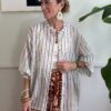 Maxi camicia riga Viola/Tabacco SusyMix 998