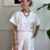 Set taschina T-shirt & shorts SusyMix 304 PANNA