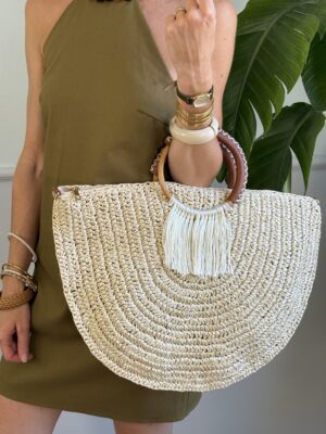 Mezza Luna rafia e lurex SusyMix 718 BEIGE CHIARO