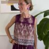 Top a scatola fantasia Indian cachemire base melanzana Susy Mix R22