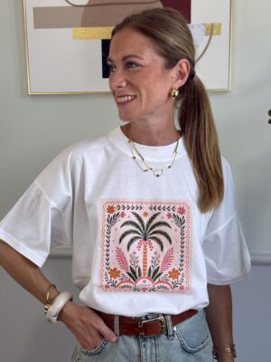 T-shirt over Palm Flowers Vicolo 073