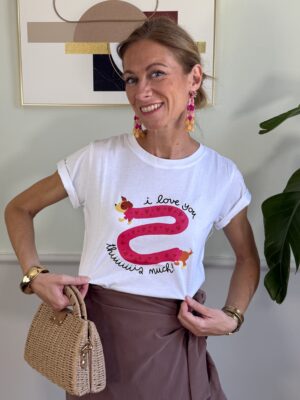T-shirt bianca slim "I love you" Motel TM2