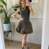 Abito gonna palloncino Motel 01G VERDE MILITARE