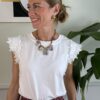 T-shirt spalla in pizzo bianca SusyMix 268