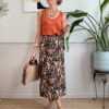 Gonna lunga pareo fantasia Rosso Moro/Nero/beige SusyMix 8VI
