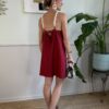 Abito a trapezio spallini effetto collana 66# ROSSO INDIA