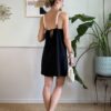 Abito a trapezio spallini effetto collana 66# NERO