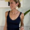 Canotta Blu Navy orlo in pizzo Molly 4EE