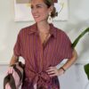 Camicia rigata Rosa/viola/Cammello HaveOne 439