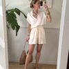 Set camicia e shorts in viscosa-lino Panna SusyMix 8CU