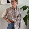 Camicia beige/azzurro taschina Paillettes Tensione In AA1 G44