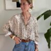 Camicia Burro fantasia paisley azzurro/marrone Motel AA1 H62
