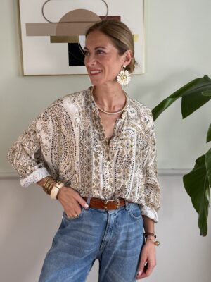 Camicia Burro fantasia paisley azzurro/marrone Motel AA1 H62