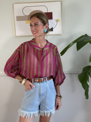 Camicia rigata Palloncino SusyMix J83 VERDE/FUXIA