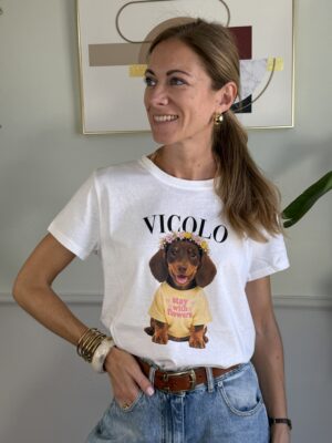 T-shirt regular Vicolo Dog Flowers 954