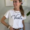 T-shirt slim Vicolo ricamato bianco/blu 499